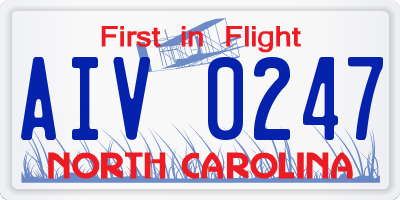NC license plate AIV0247