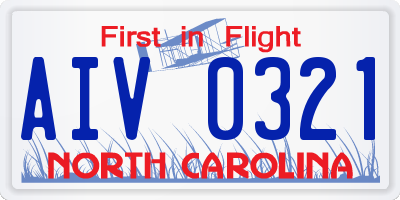 NC license plate AIV0321
