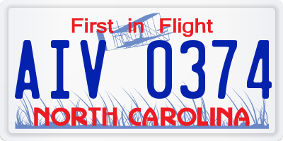 NC license plate AIV0374