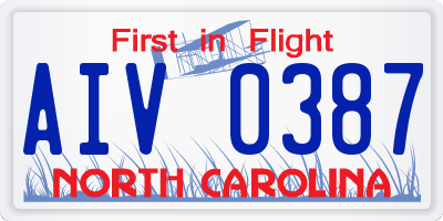 NC license plate AIV0387