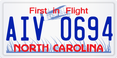 NC license plate AIV0694