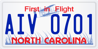 NC license plate AIV0701