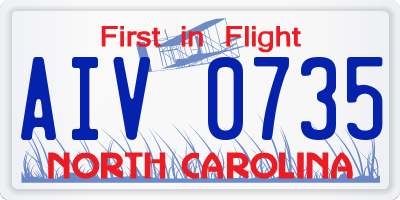 NC license plate AIV0735