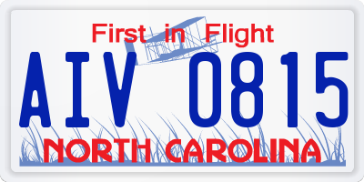NC license plate AIV0815