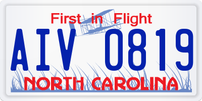 NC license plate AIV0819