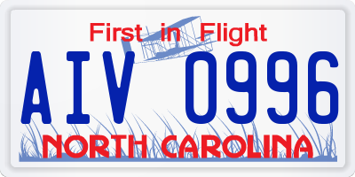 NC license plate AIV0996