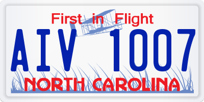 NC license plate AIV1007