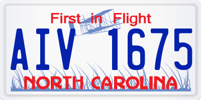 NC license plate AIV1675