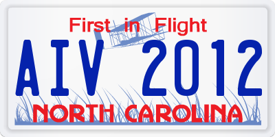NC license plate AIV2012