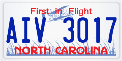 NC license plate AIV3017