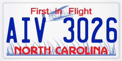 NC license plate AIV3026