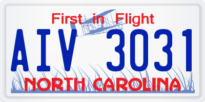 NC license plate AIV3031