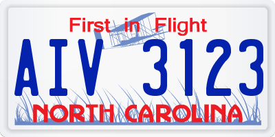 NC license plate AIV3123