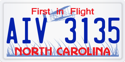 NC license plate AIV3135