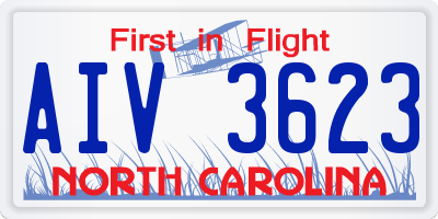 NC license plate AIV3623
