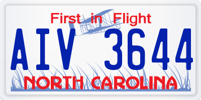 NC license plate AIV3644