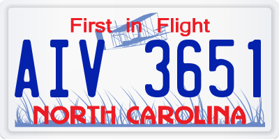 NC license plate AIV3651