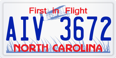 NC license plate AIV3672