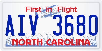 NC license plate AIV3680