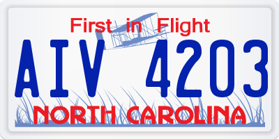 NC license plate AIV4203