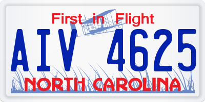 NC license plate AIV4625
