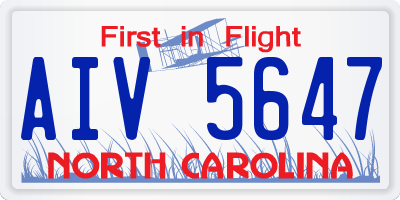 NC license plate AIV5647