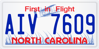 NC license plate AIV7609