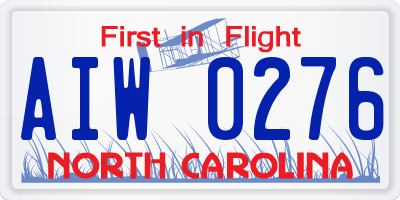 NC license plate AIW0276