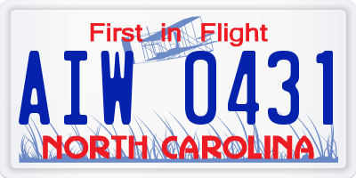 NC license plate AIW0431