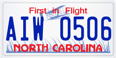 NC license plate AIW0506
