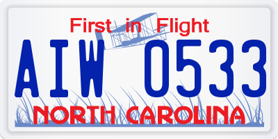 NC license plate AIW0533