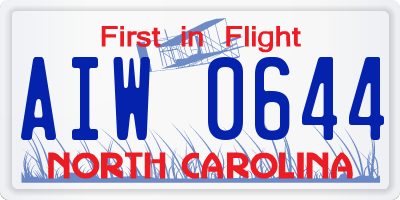 NC license plate AIW0644