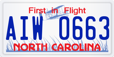 NC license plate AIW0663