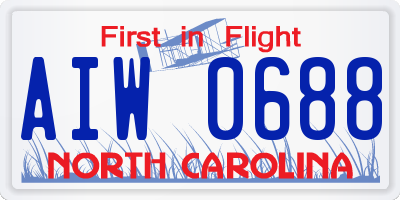 NC license plate AIW0688