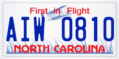 NC license plate AIW0810