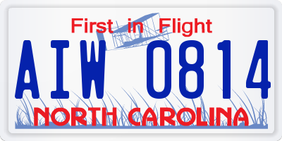 NC license plate AIW0814