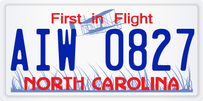 NC license plate AIW0827