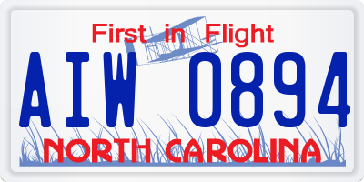 NC license plate AIW0894