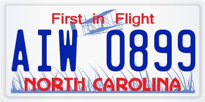 NC license plate AIW0899