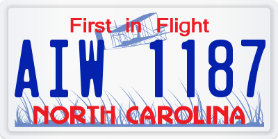 NC license plate AIW1187