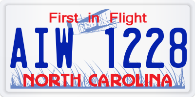 NC license plate AIW1228