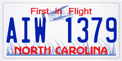 NC license plate AIW1379