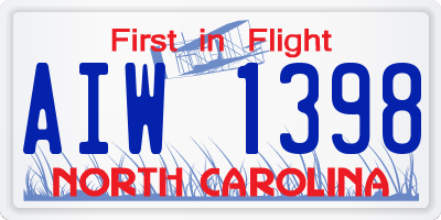 NC license plate AIW1398