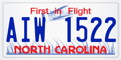 NC license plate AIW1522