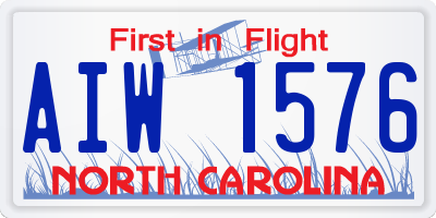 NC license plate AIW1576