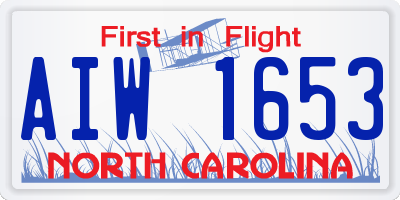 NC license plate AIW1653