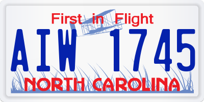 NC license plate AIW1745