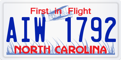 NC license plate AIW1792