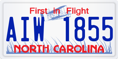 NC license plate AIW1855