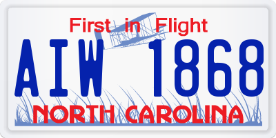 NC license plate AIW1868